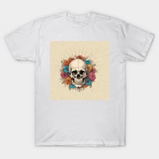 skull with flowers T-Shirt